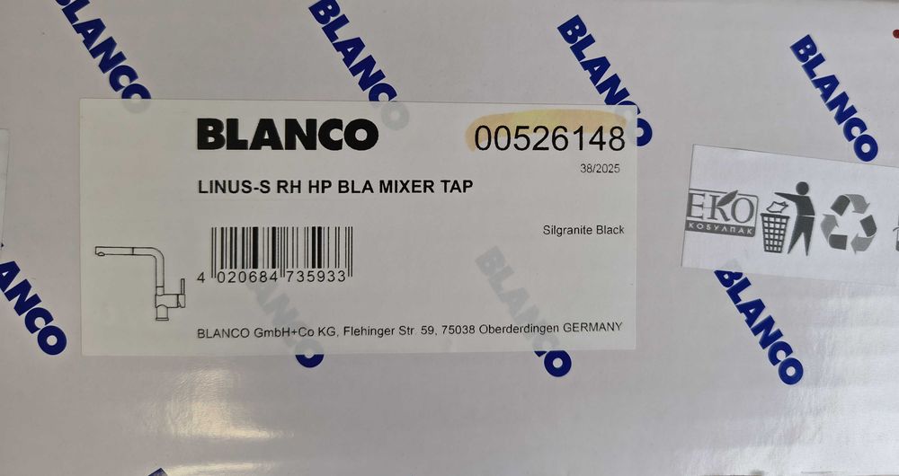 Черен смесител за кухня Blanco Linus-S HD Silgranit-Look, нов