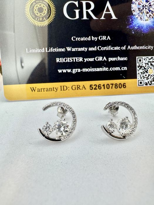 Сребърни обеци с мойсанит (Диамант) 0.8 карата