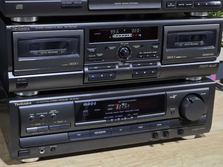 Linie audio TECHNICS, amplituner sa-ex120 ,dublu deck rs-tr373m2, cd player  sl-pg480a, hifi 2x80w 8 ohm, stereo
