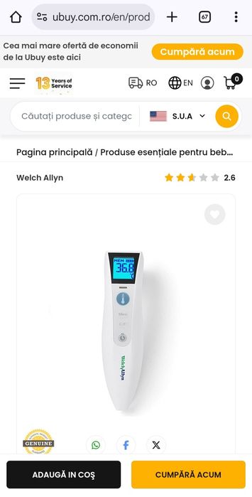 Termometru  Digital  Adulti/ Copii/bebeluși Nou in cutie 
fără atinger