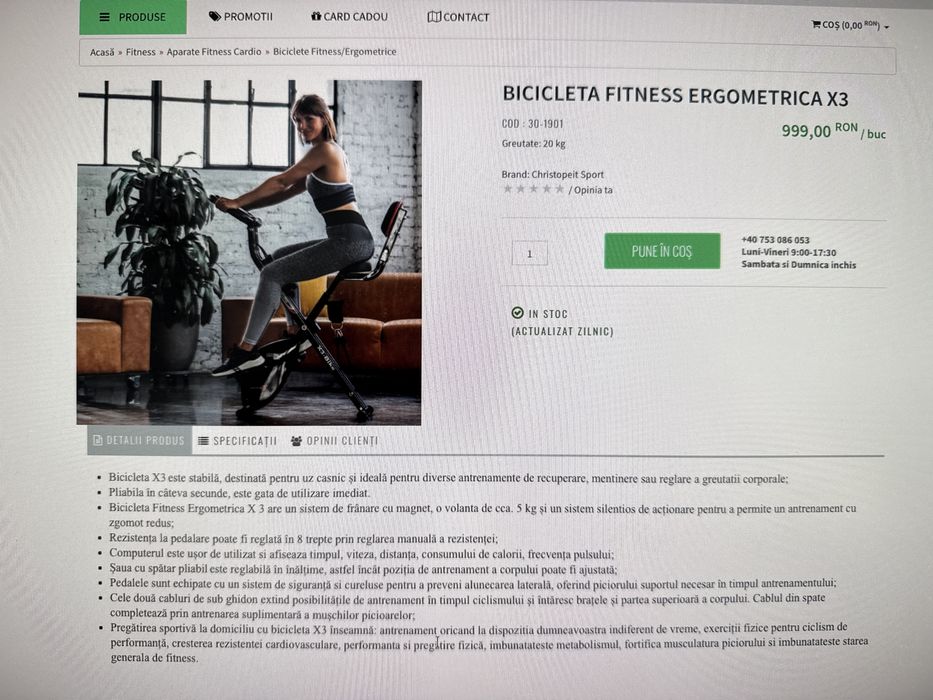 Bicicleta de camera, pliabila. Bicicleta fitness ergometrica X3