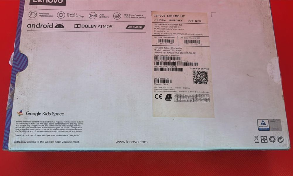 Tableta Lenovo Tab M10 HD (2nd Gen), Octa-Core, 10.1", 4GB RAM, -A-
