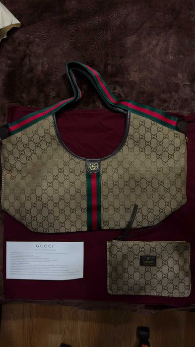 Geantă Gucci Ophidia Large Hobo / Tote Bag – GG Canvas cu Pouch & Card
