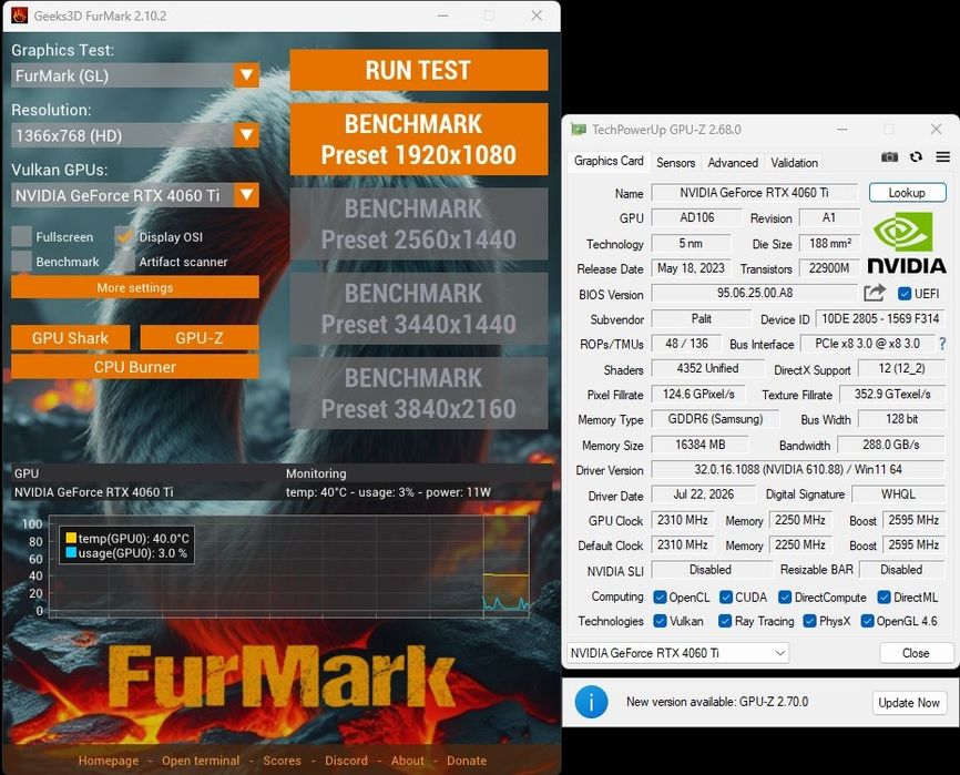 RTX 4060TI 16GB Palit JetStream