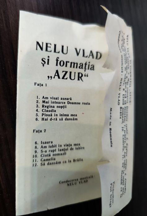 Casetă audio-Azur și Nelu Vlad, Nelu Vlad și Azur caseta audio.