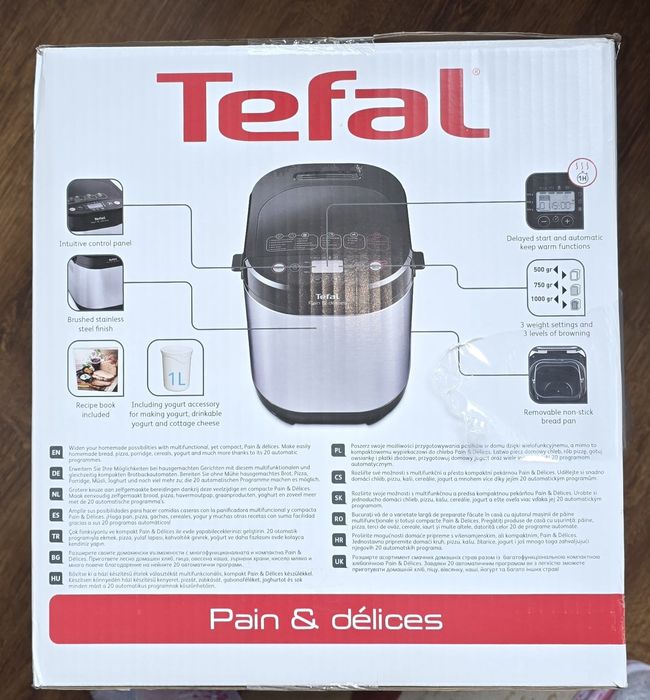 Masina de paine Tefal Pain & Délices PF240E38, 700 W, 1000 g, 20 programe, Negru/Argintiu sigilata

 4.61