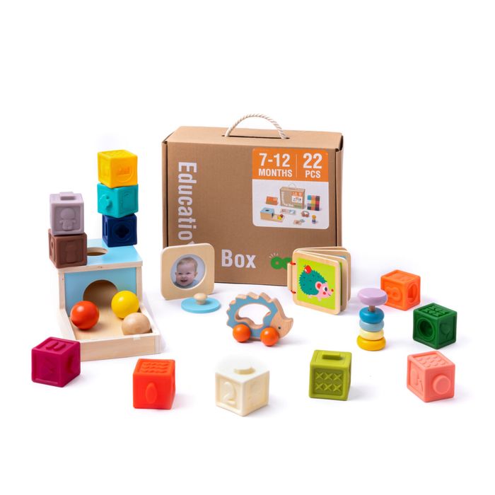 Kit Montessori jucarii din lemn 7-12 luni