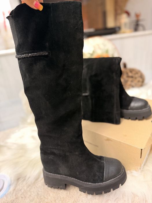 Cizme piele naturala cu piele intoarsa imblanite 35