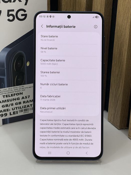 Samsung A57 128Gb 8Gb ram 100% bat (6 cicluri) Garantie/Factura #60942