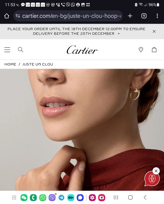 Обеци Cartier Juste un Clou с диаманти розово злато