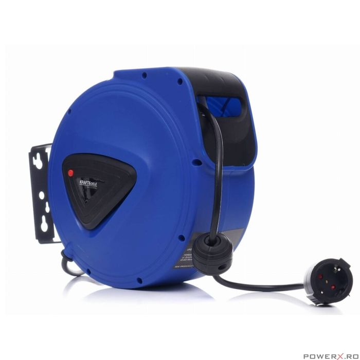 Cablu electric prelungitor cu tambur retractabil automat, 20m, Kraft