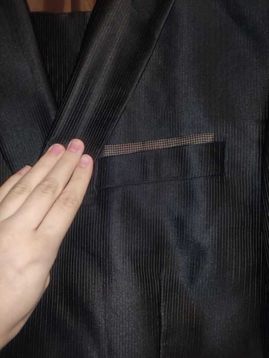 Costum bărbătesc Angelo Litrico negru slim fit (sacou+pantaloni) cu d