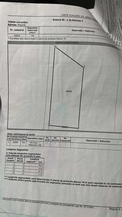 Teren intravilan Nojorid 746 mp