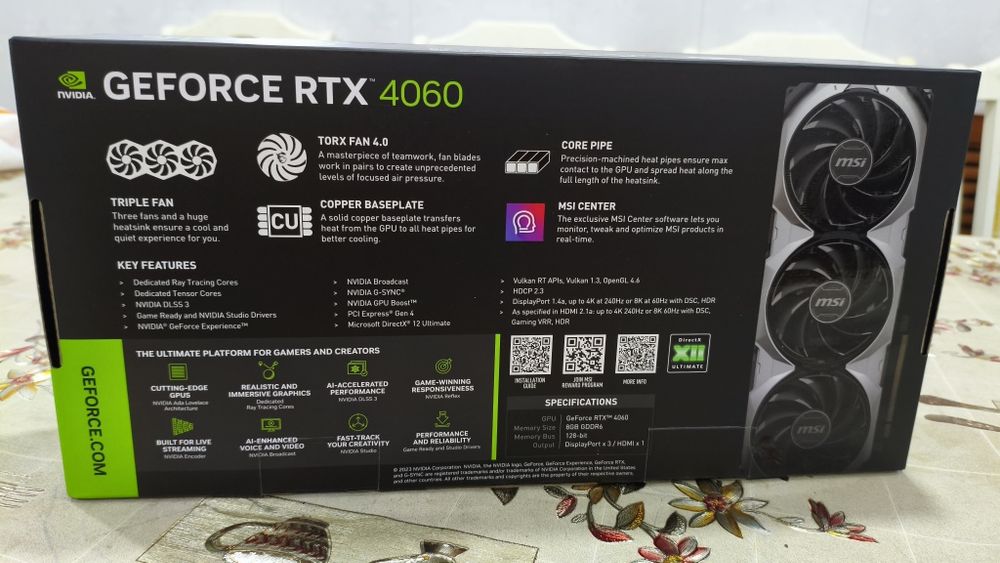 Видеокарта MSI RTX 4060 Ventus 3
