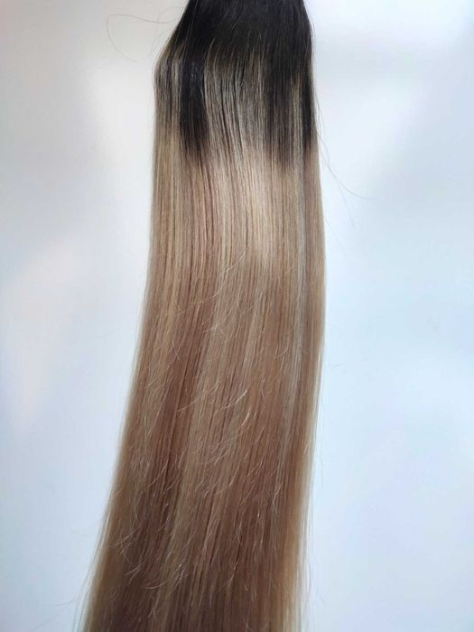 НОВА естествена коса на редове с клипси, омбре, екстеншъни, 100г/50см