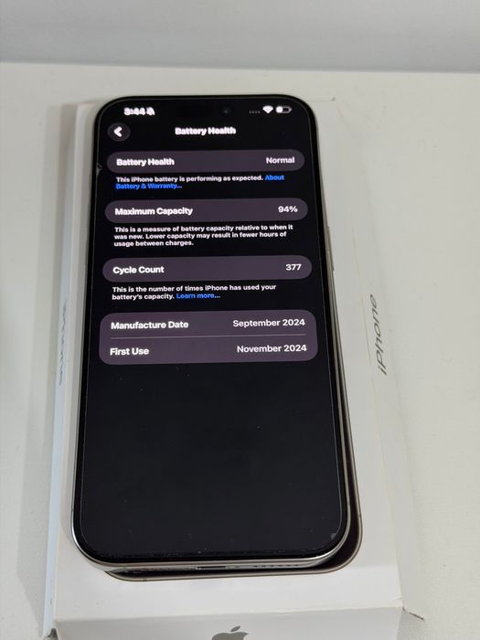 16 pro max, 256 GB Piese originale  Sanatate baterie 94%