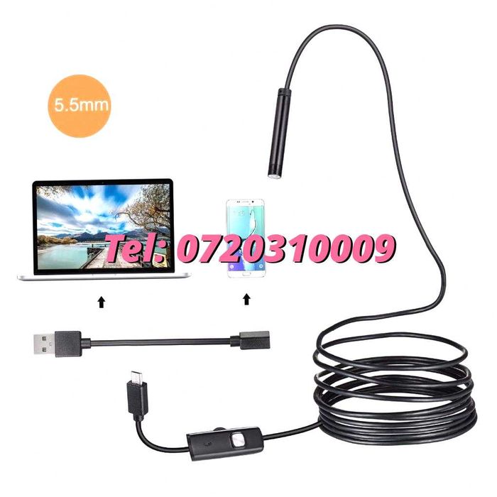 Camera Endoscopica Rigida De Inspectie Android / Pc Micro Mufa Usb 2 M Pentru Conectare Dispozitive Usb Compatibile Cu Specificatii Conform Titlului