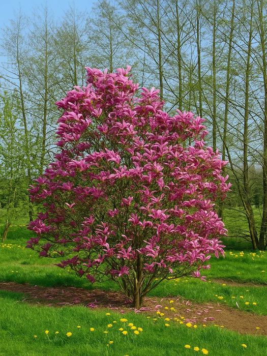 Magnoliya Sulanja daraxti guli pushti rangda