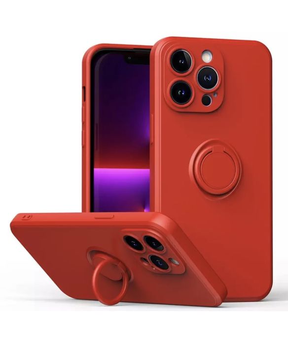 Iphone 14/PRO/MAX/PLUS Husa Silicon cu Material Inel Suport Metalic