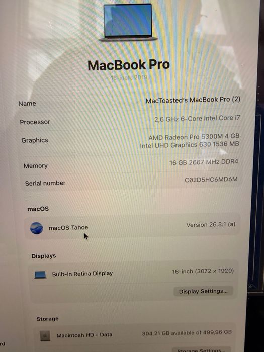 MacBook Pro 16  inch 2019 A2141