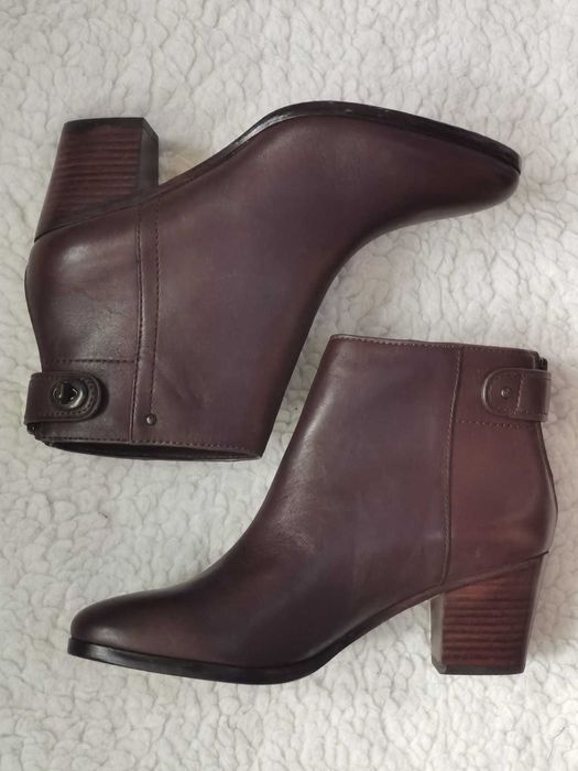 Botine maro dama originale piele naturala Coach ghete office femei