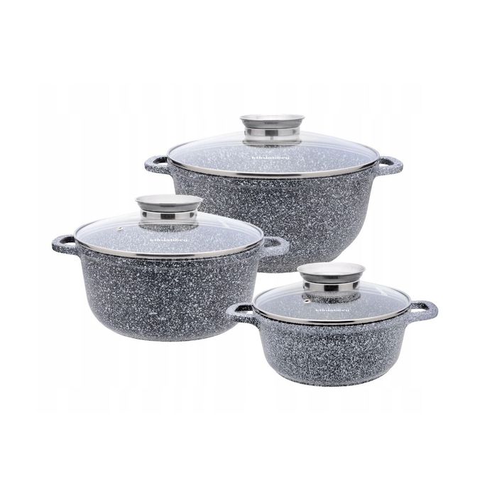 Set 3 oale marmorate 20cm, 24cm, 28cm, premium din aluminiu acoperite