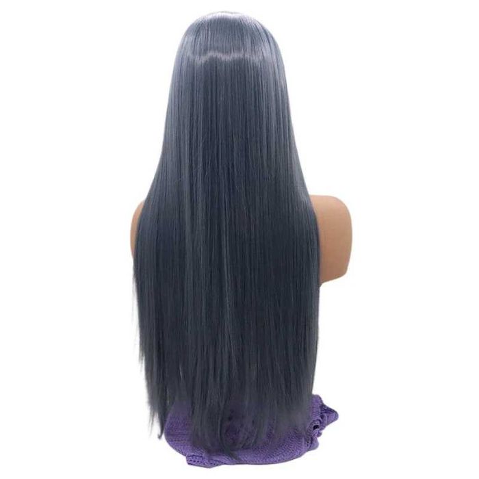Модерна синьо-сива права перука – 80 см с лейс фронт 13×4