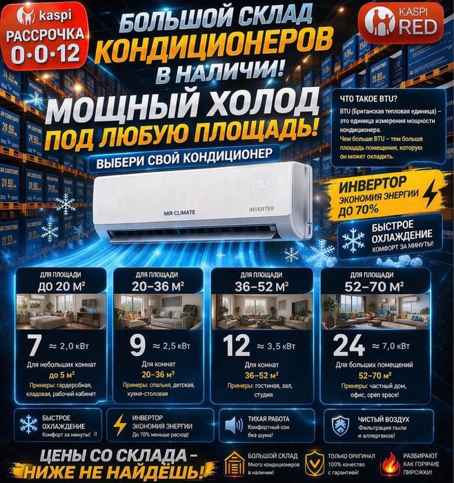 Кондиционеры со СКЛАДА 07(20кв2) низкие цены HH178