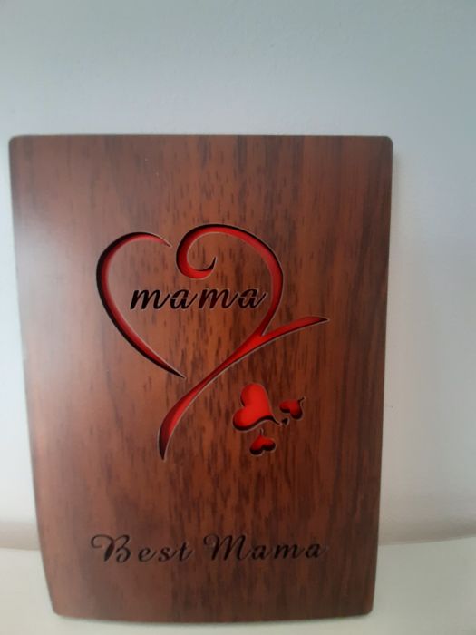 Felicitare 3D lemn gravat laser Best mama model deosebit placheta