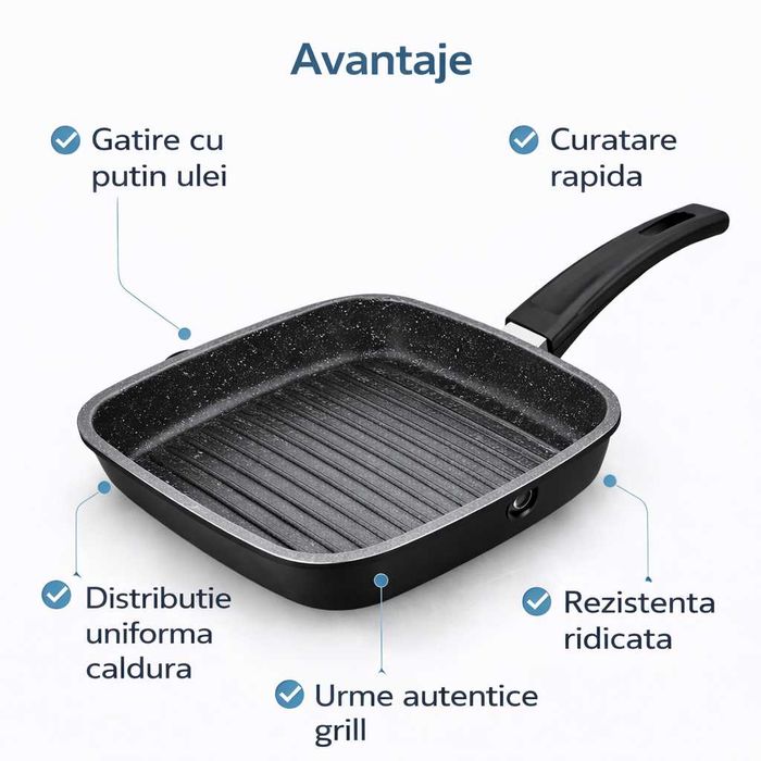 Tigaie grill patrata Royalty Line 24 cm fara capac