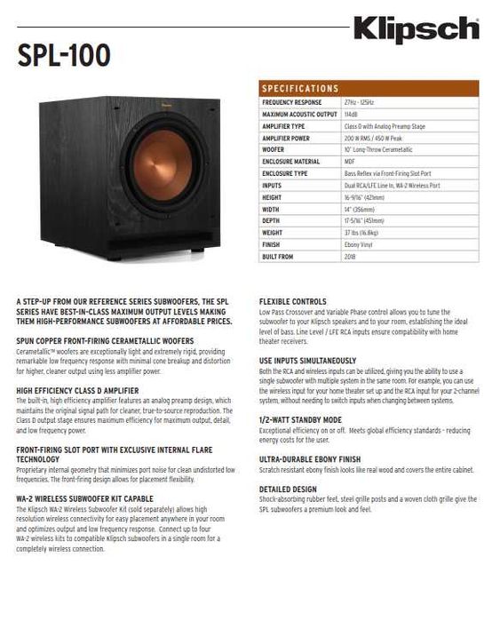 Klipsch RP 5000F II + Klipsch SPL 100 – 2.1 Stereo Set ++ НОВО ++