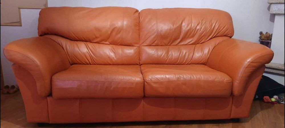 холна гарнитура от ЕСТЕСТВЕНА КОЖА с функция сън