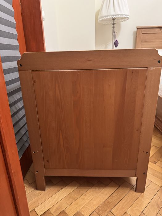 Patut copil, lemn, cu saltea si asternut cadou