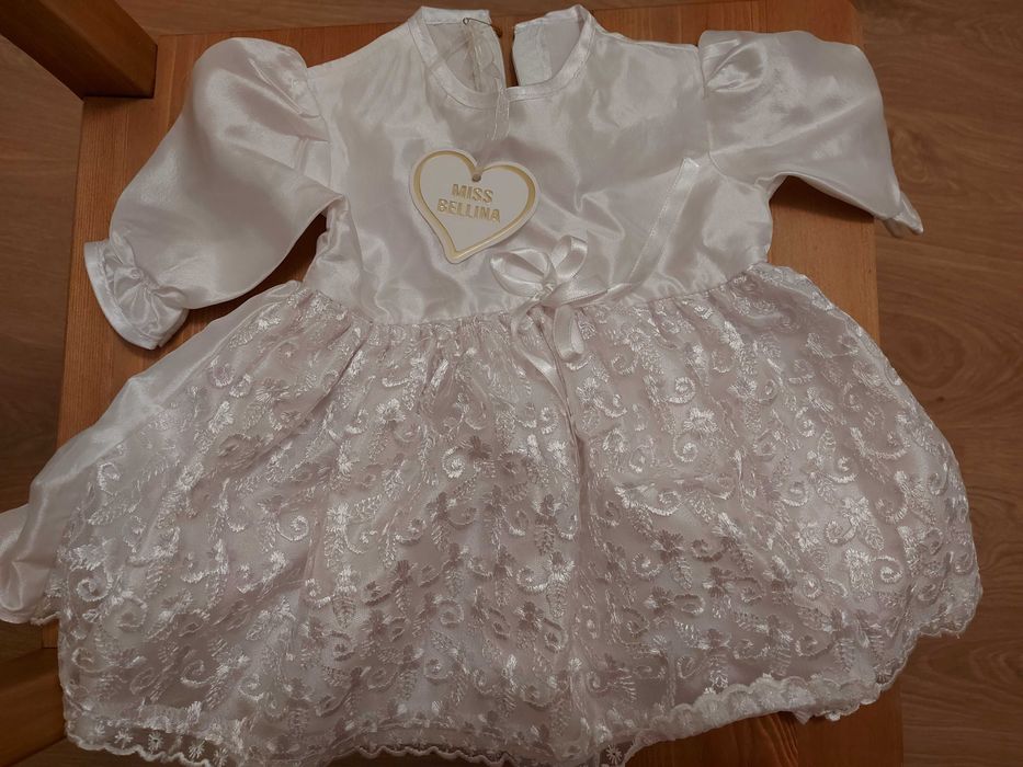 Ținută (noua) completa pt turtă/moț/botez: rochiță+bolero+palarie+jupă