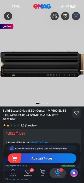 Drive (SSD) Corsair MP600 ELITE 1TB