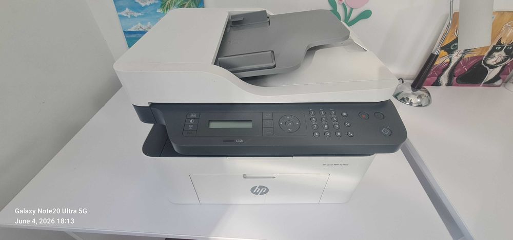 Imprimanta laser alb - negru, cu scaner, HP MFP 137fnw, recipata (cu defect)