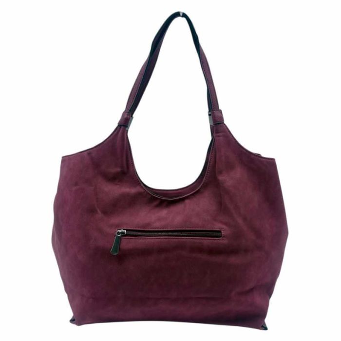 Дамска чанта от еко велур и к. – елегантен и практичен модел (бордо)