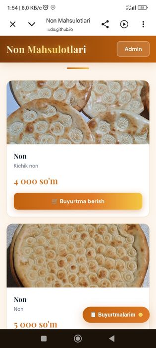 Dastafka bilan ishlaydiganlar uchun web sayt