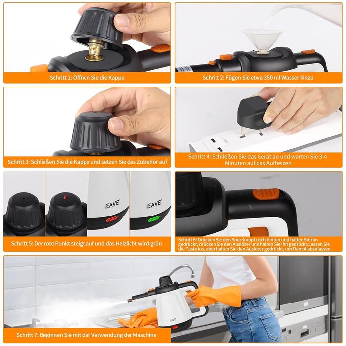 Aparat de curățat cu abur portabil de 1200 W!