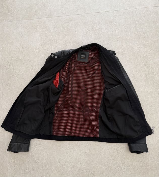 Оригинално кожено яке BOSS Hugo Boss – естествена кожа, размер 52 (L-XL), черно