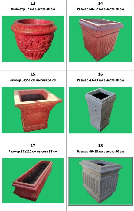 Гул тувак, вазоны, горшки, кашпо из крашенного бетона
