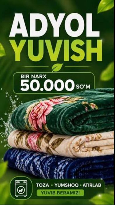 Adyol yuvish korpacha yuvish parda yuvish mebel ximchistka