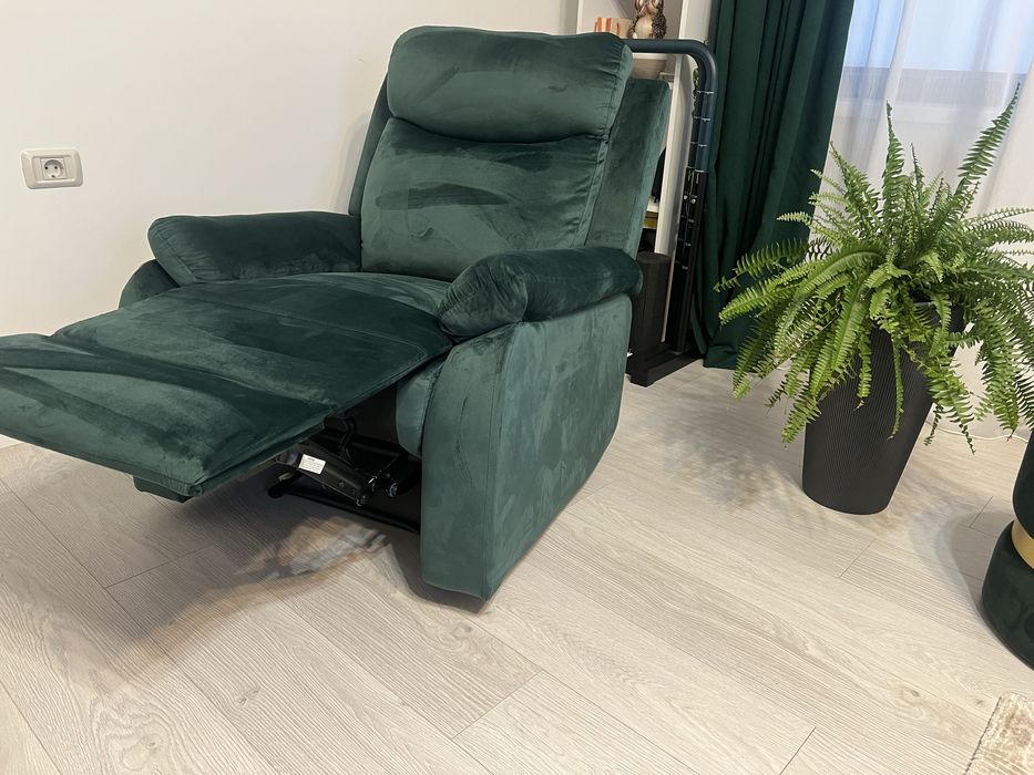 Fotoliu recliner manual ,Mobexpert “LOUIS XL”, verde, ca nou