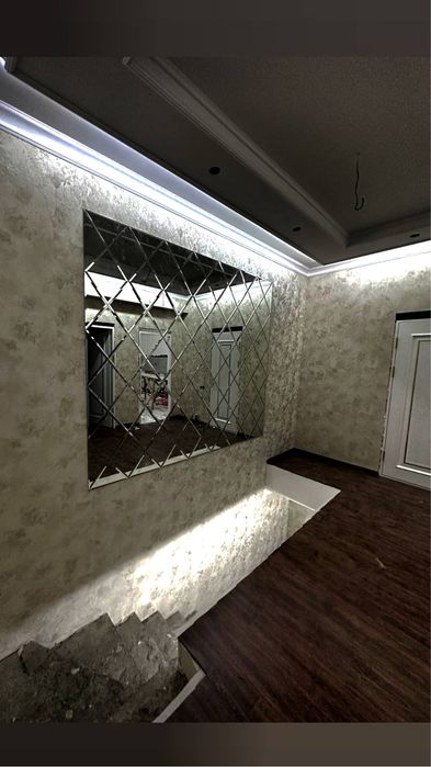 Dush kabina. Tosh oyna decor