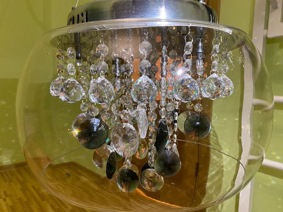 Стеклянная люстра с хрусталем (4шт)