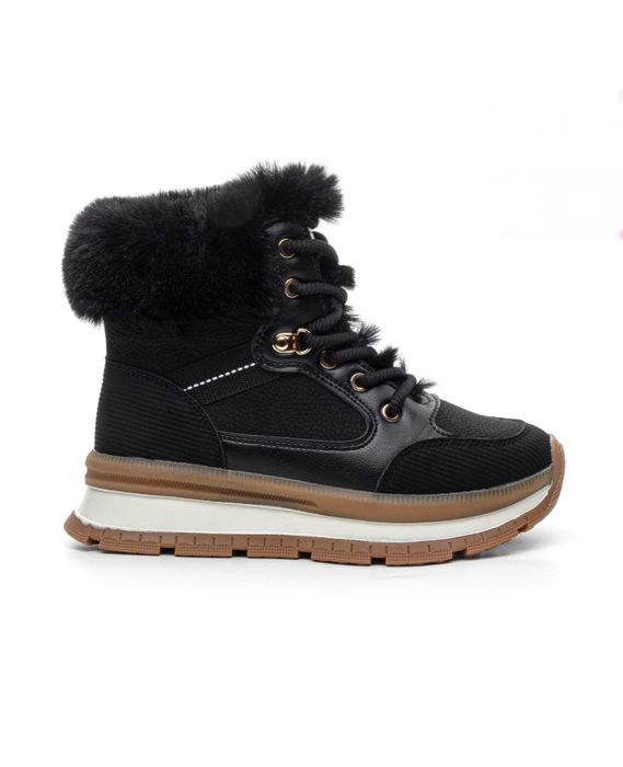 Дамски боти с топъл хастар в бежово и черно-ПРОМОЦИЯ