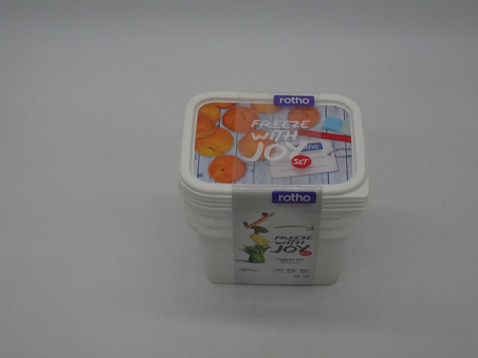 Set 4 Cutii Congelare Rotho Domino 1L, Alb, Plastic BPA-Free