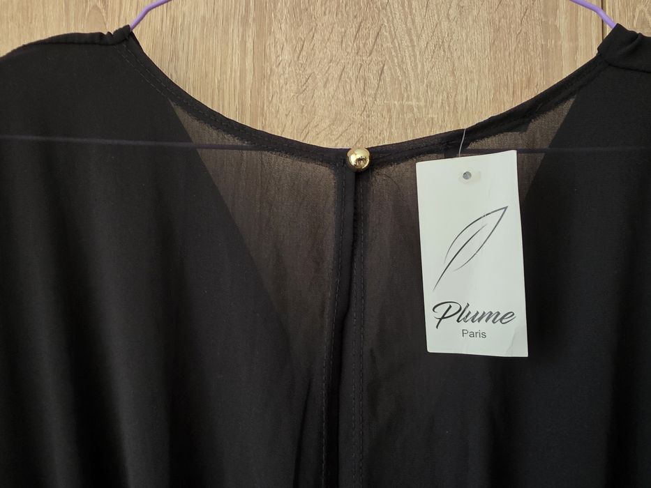 Коктейлна черна копринена рокля