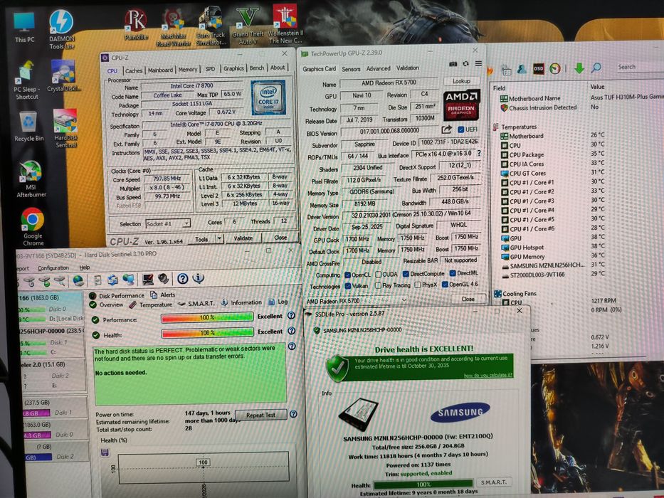 Unitate PC GAMING i7 8700 4.6Ghz/16GB DDR4/RX5700 8GB GDDR6/SSD M2 256GB/HDD 2TB