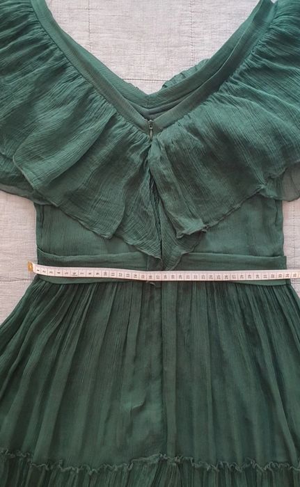 Rochie mătase naturală verde Pin Handmade